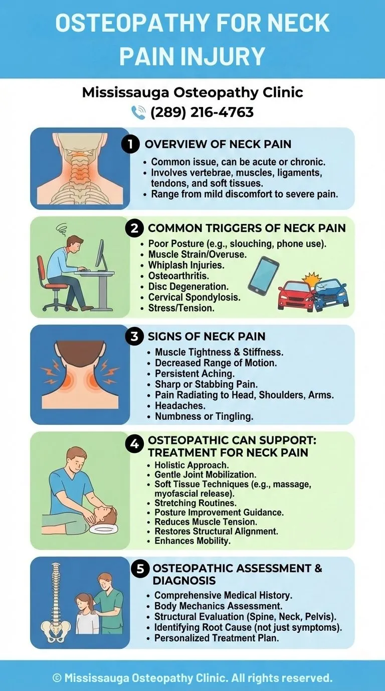 Neck Pain Injury - Infographic -Mississauga Osteopathy Clinic