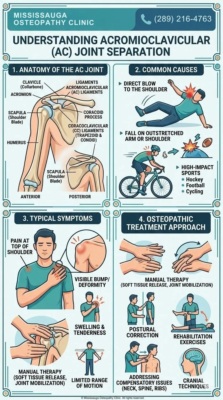 Acromioclavicular Joint Separation - Infographic - Mississauga Osteopathy Clinic