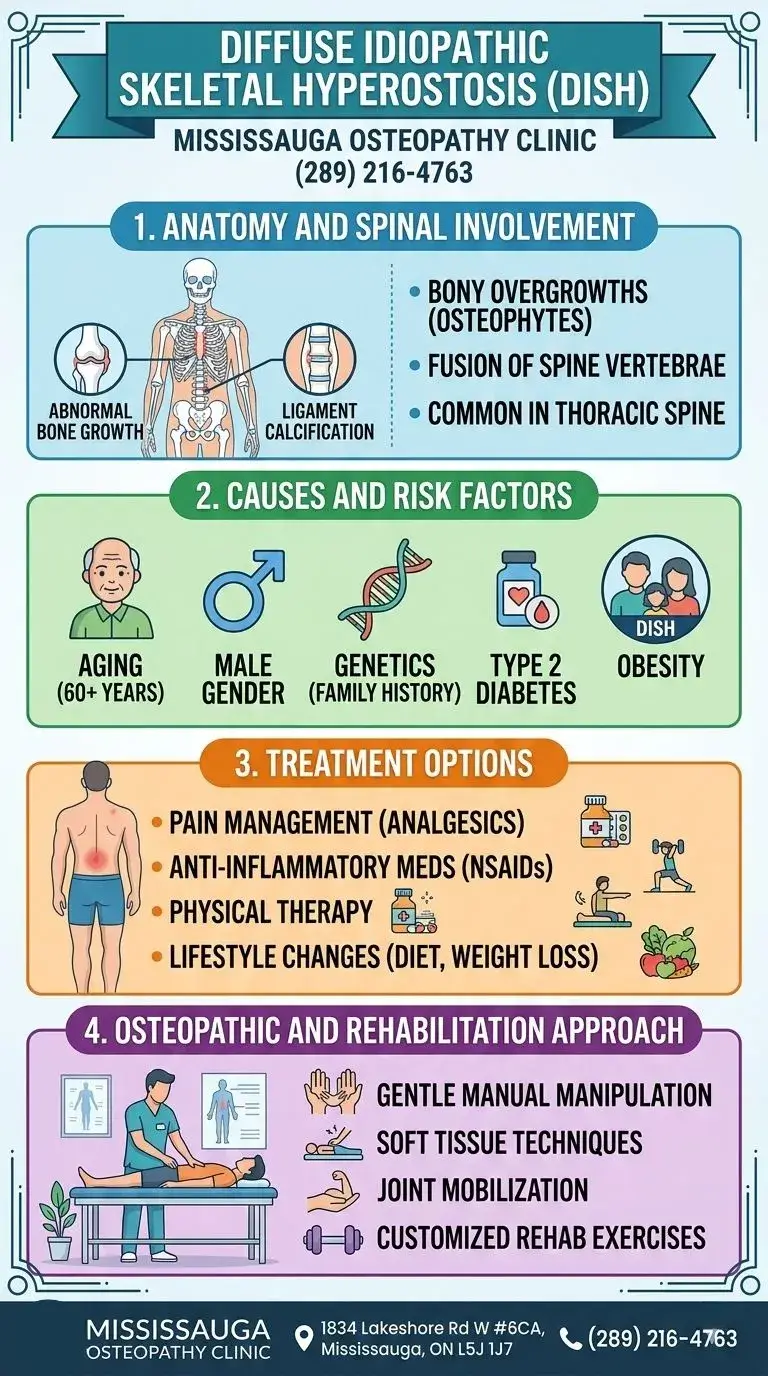 Diffuse Idiopathic Skeletal Hyperostosis Infographic Mississauga Osteopathy Clinic Diffuse Idiopathic Skeletal Hyperostosis Infographic Mississauga Osteopathy Clinic
