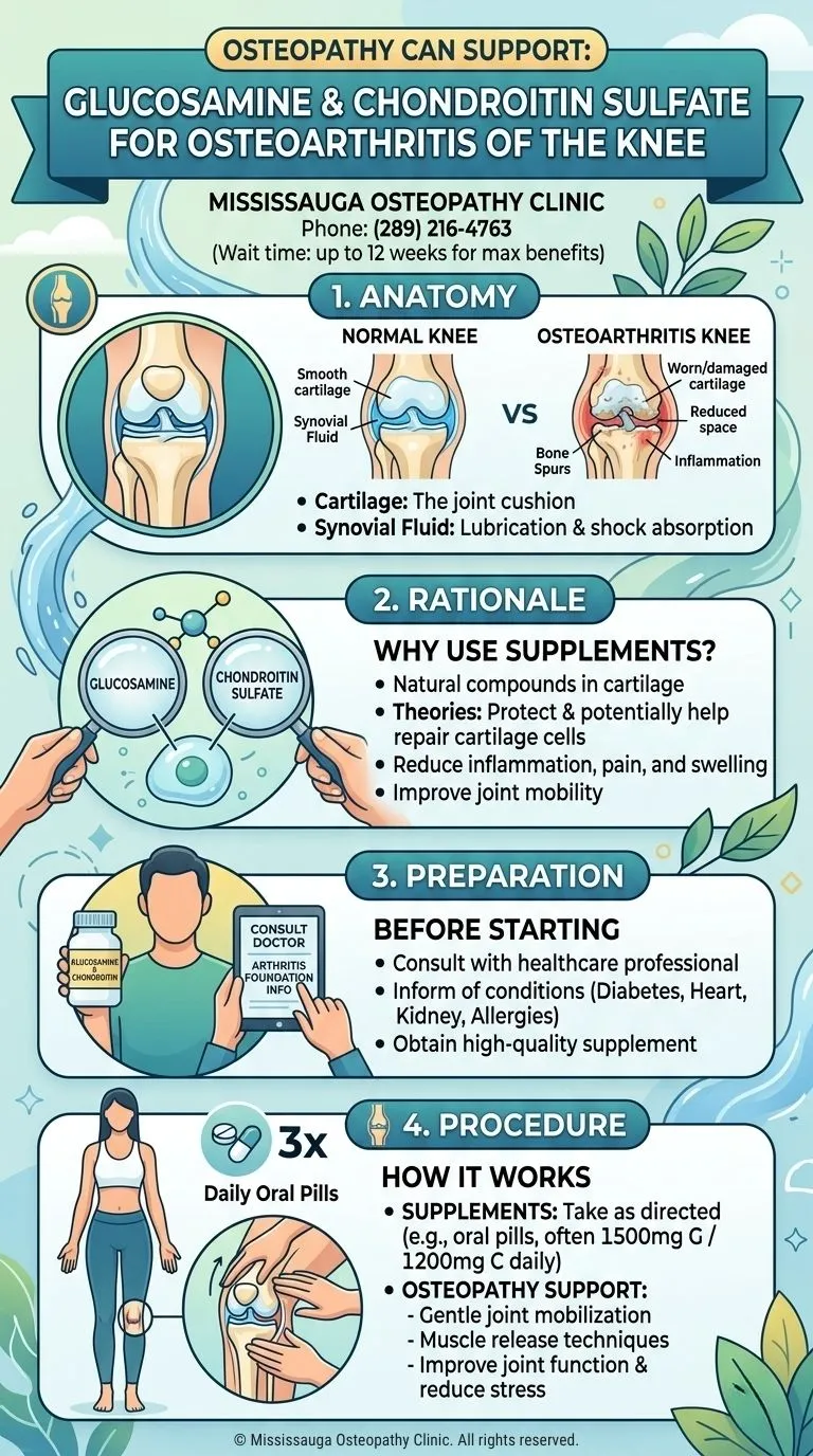 Glucosamine and Chondroitin Sulfate for Osteoarthritis of the Knee - Infographic - Mississauga Osteopathy Clinic