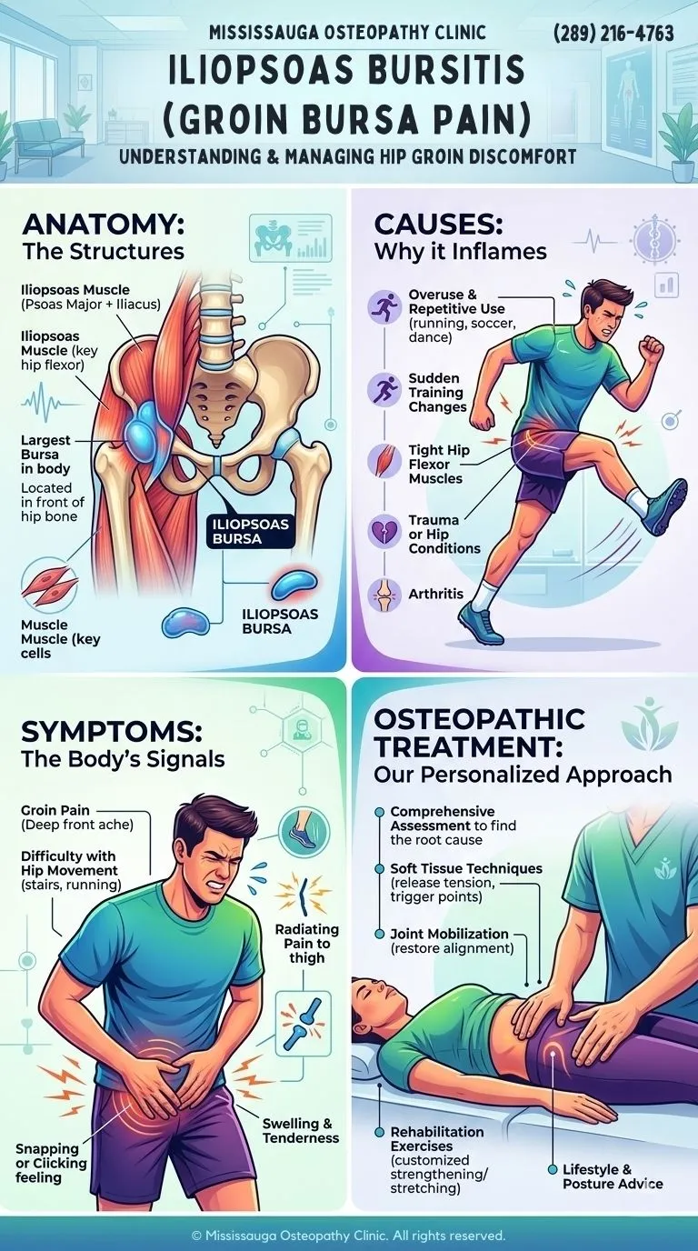 ILIOPSOAS BURSITIS - Infographic - Mississauga Osteopathy Clinic