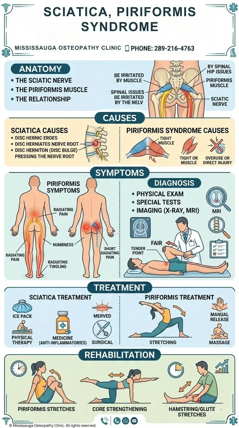 Sciatica Piriforms Syndrome Infographic Mississauga Osteopathy Clinic 1 Sciatica Piriforms Syndrome Infographic Mississauga Osteopathy Clinic 1