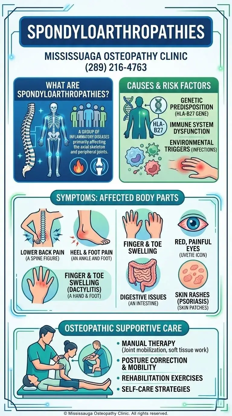 Spondyloarthropathies Infographic Mississauga Osteopathy Clinic Spondyloarthropathies Infographic Mississauga Osteopathy Clinic